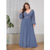 Ever Pretty luxusní šedo modré šaty 0461 (* Velikost 9XL / 58 / 26 / 30)