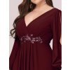 Šaty na ples vínové dlouhé s rukávy 0461 (* Velikost 9XL / 58 / 26 / 30)