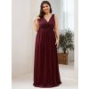 Ever Pretty dlouhé vínové šaty 7764 (* Velikost 9XL / 58 / 26 / 30)