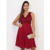Společenské šaty bordo s krajkou krátké 1340 (* Velikost XS / 34 / 04 / 06)