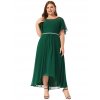 Ever Pretty šaty tmavě zelené asymetrické 465 (* Velikost 9XL / 58 / 26 / 30)