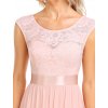 Ever Pretty růžové šaty s krajkou 646 (* Velikost 9XL / 58 / 26 / 30)