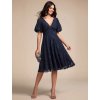 Ever Pretty šaty midi délka v tmavě modré barvě 2245 (* Velikost 4XL / 48 / 16 / 20)