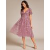Ever Pretty šaty midi délka v barvě orchidej 2230 (* Velikost 9XL / 58 / 26 / 30)