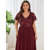 Ever Pretty plesové šaty bordo 1583 (* Velikost 9XL / 58 / 26 / 30)