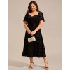 Ever Pretty šaty midi délka v černé barvě 2271 (* Velikost 9XL / 58 / 26 / 30)