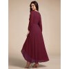 Šaty s dlouhými rukávy asymetrické bordo 3027 (* Velikost 9XL / 58 / 26 / 30)