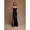 Černé dlouhé saténové šaty 2440 (* Velikost S / 36 / 04 / 08)