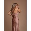 Eva & Lola dlouhé saténové šaty růžové 2440 (* Velikost S / 36 / 04 / 08)