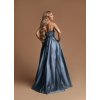 Společenské šaty modré saténové s kapsami 2455 (* Velikost S / 36 / 04 / 08)