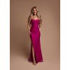 Společenské dlouhé saténové fuchsiové šaty 2440 (* Velikost S / 36 / 04 / 08)