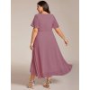 Společenské šaty midi délka orchidej 2084 (* Velikost 9XL / 58 / 26 / 30)