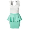 A Peplum šaty mentolové s krajkou OH713