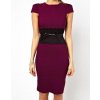 A Elegantní pouzdrové šaty s krajkou fialkové OH036 (* Velikost XS / 34 / 02 / 06)