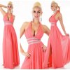Plesové šaty korálové dlouhé s kamínky ST138 (* Velikost S / 36 / 04 / 08)