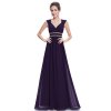 Ever Pretty šaty dlouhé elegantní fialové 8697 (* Velikost 7XL / 54 / 22 / 26)