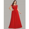 Ever Pretty plesové šaty s krajkou červené 9993 (* Velikost 7XL / 54 / 22 / 26)