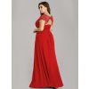Ever Pretty plesové šaty s krajkou červené 9993 (* Velikost 7XL / 54 / 22 / 26)