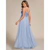 Pastelové dlouhé modré šaty tyl 056 (* Velikost XXL / 44 / 12 / 16)