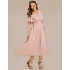 Elegantní jednoduché růžové šaty 2961 (* Velikost 9XL / 58 / 26 / 30)