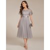 Ever Pretty šedé šaty 2293 (* Velikost 9XL / 58 / 26 / 30)