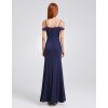Ever Pretty šaty modré dlouhé spadlá ramínka 7017 (* Velikost L / 40 / 08 / 12)