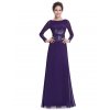 Plesové šaty fialové s dlouhým rukávem 8635 (* Velikost XS / 34 / 04 / 06)