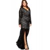 winter unique plunge v neck plus lace long