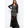 A Dlouhé černé krajkové šaty 60793 (* Velikost XXL / 44 / 12 / 16)