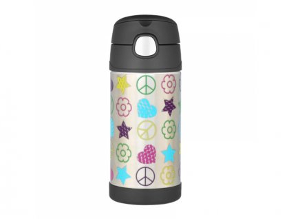 Thermos Dětská termoska s brčkem - černá