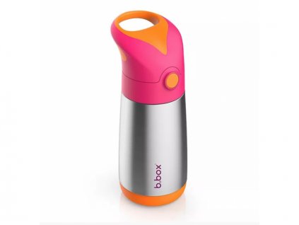 B.BOX Termoska na pití s brčkem - růžová/oranžová 350 ml