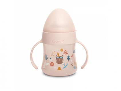 Suavinex PRVNÍ láhev s oušky FOREST 150 ml - ORANŽOVÁ