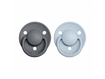 Bibs Dudlíky DE LUX Iron/BabyBlue - velikost 1, z přír.kaučuku 2ks