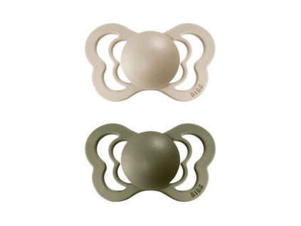 Bibs Dudlíky COUTURE Vanilla/Olive - velikost 1, z přír. kaučuku 2ks