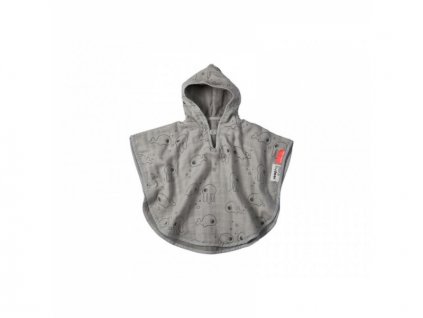DONE BY DEER PONČO S KAPUCÍ SEA FRIENDS - ŠEDÉ - VÝPRODEJ DVOREČEK