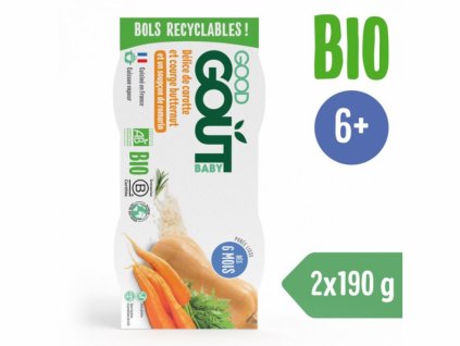 Good Gout BIO Pyré z máslové dýně a mrkve (2x190 g)