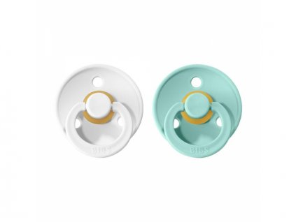Bibs Dudlíky COLOUR White/Mint velikost 1, přír.kaučuk 2ks