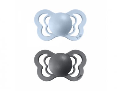 Bibs Dudlíky COUTURE Iron/Baby Blue velikost 2, přír.kaučuk 2ks