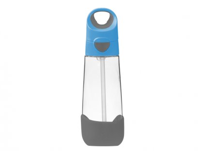 B.BOX Láhev na pití s brčkem 600 ml - modrá/šedá