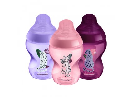 Kojenecká láhev C2N Jungle Purple 260ml 3ks 0m+ - VÝPRODEJ DVOREČEK