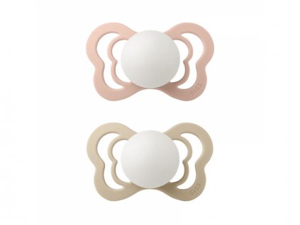 Bibs Dudlíky COUTURE NOČNÍ Blush/Vanilla velikost 2, přír.kaučuk 2ks