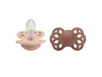 Bibs Dudlíky INFINITY SYMETRICKÉ SILIKON Blush/Woodchuck - vel. 1, 2ks