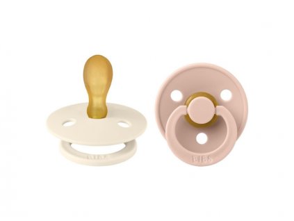Bibs Dudlíky COLOUR SYMETRICKÉ ivory-blush	 - vel. 1, přír. kaučuk 2ks