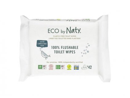 Naty ECO vlhčené splachovatelné ubrousky s funkcí toaletního papíru bez vůně  (42 ks)