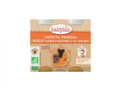 BabyBio menu mrkev a sušené švestky s hovězím masem 2x200g