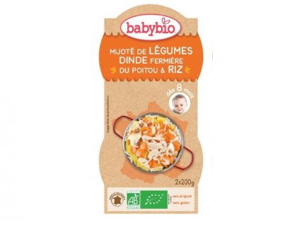 BabyBio menu zelenina s krůtím masem a rýží 2x200g