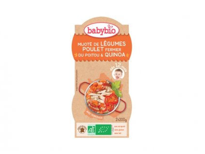 BabyBio menu zelenina s kuřecím masem a quinoa 2x200g
