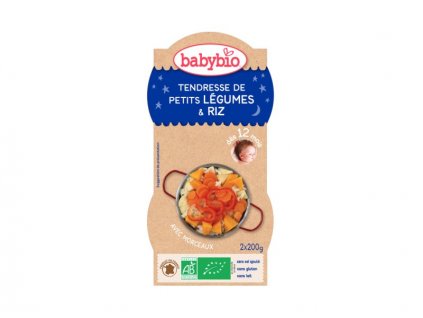 BabyBio večerní menu jemná zeleninka s rýží 2x200g