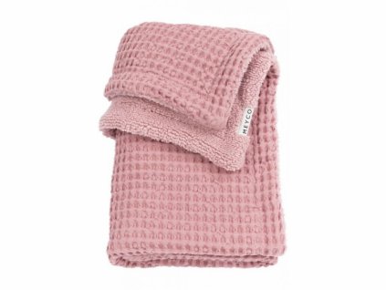 Meyco deka do postýlky Waffle Teddy fleece 100x150 Old pink