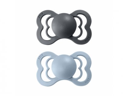 Bibs Dudlíky SUPREME SILIKON iron/baby-blue velikost 1, 2ks